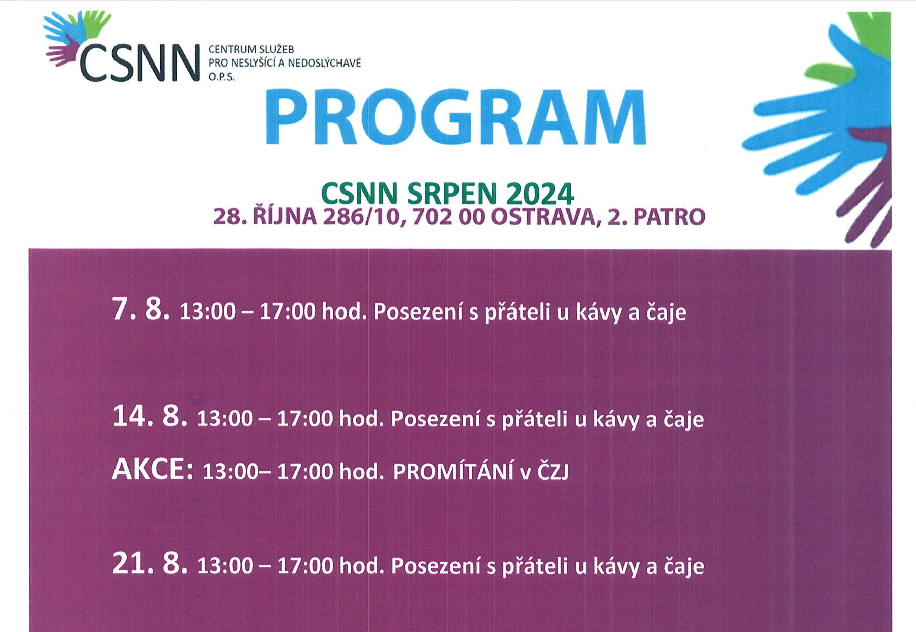 Program na srpen 2024